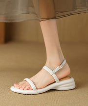 Pink Fashion Buckle Strap Splicing Chunky Sandals Peep Toe