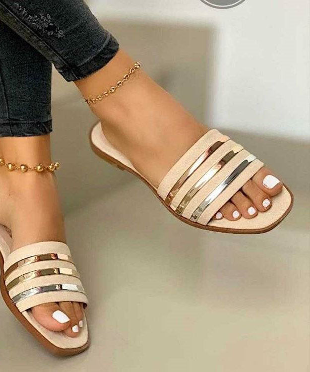 Pink Faux Leather Fashion Splicing Peep Toe Beach Slide Sandals Women