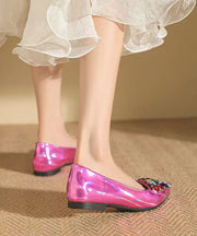 Pink Soft Comfy Fashion Pointed Toe Crystal Flat Feet Shoes