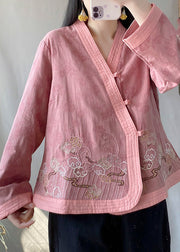 Pink V Neck Button Cardigans Fall