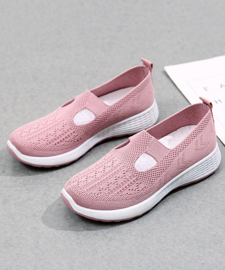 Platform Flat Shoes For Women Casual Pink Breathable Mesh