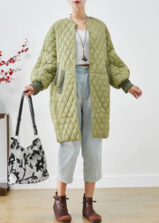 Plus Size Green Oversized Plaid Fine Cotton Filled Womens Parka Winter