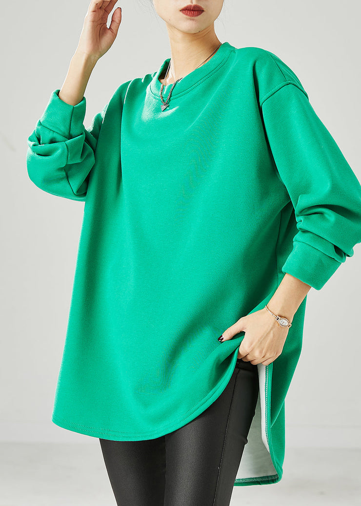 Plus Size Green Oversized Warm Fleece Sweatshirts Top Spring