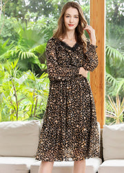 Plus Size Khaki V Neck Print Chiffon Maxi Dresses Summer