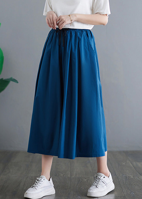 Plus Size Navy Tie Waist Solid Crop Pants Skirt Summer