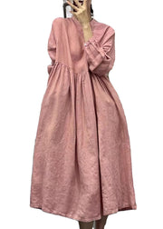 Plus Size Pink Oversized Exra Large Hem Linen Dress Spring