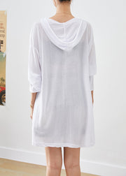 Plus Size White Oversized Print Cotton Pullover Streetwear Fall