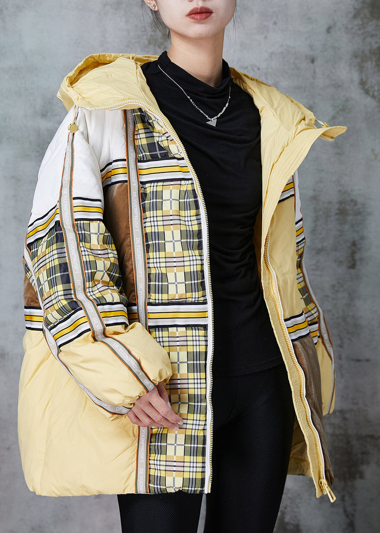 Plus Size Yellow Oversized Patchwork Duck Down Puffers Jackets Winter