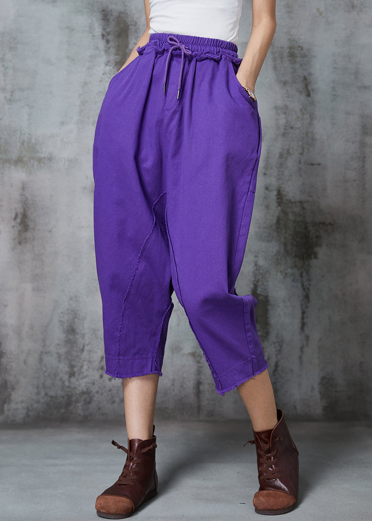 Purple Patchwork Denim Harem Pants Oversized Spring