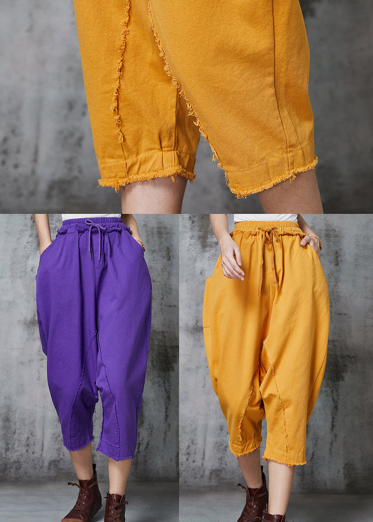 Purple Patchwork Denim Harem Pants Oversized Spring