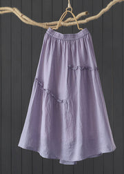 Purple Patchwork Linen Skirts Wrinkled Exra Large Hem Summer