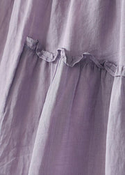 Purple Patchwork Linen Skirts Wrinkled Exra Large Hem Summer