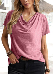 Red Asymmetrical Cozy Top Short Sleeve