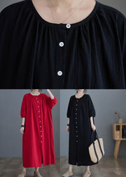 Red Button Maxi Shirts Dresses Summer