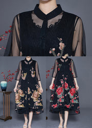 Red Floral Embroideried Tulle Two Piece Set Hollow Out Slim Fit Summer