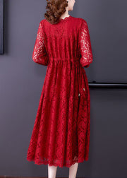 Red Lace Long Dress Slim Fit Exra Large Hem Spring