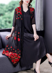 Red V Neck Zircon Tulle Long Sunscreen Cardigan Summer