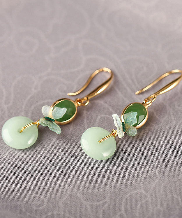 Regular Green Sterling Silver Coloured Glaze Floral Drop Earring