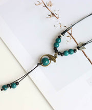 Retro Blue Alloy Ceramice Jade Butterfly Pendant Necklace