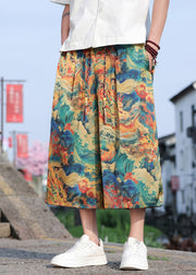 Retro Dragon Printed Oversized Men Wide Leg Pants Summer