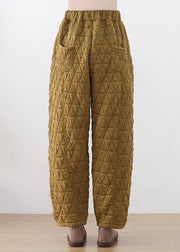 Retro Ginger Pockets High Waist Thick Cotton Lantern Pants Winter