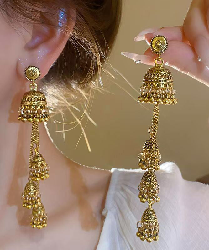 Retro Gold Metal Alloy Tassel Drop Earrings