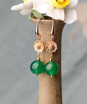 Retro Green Metal Daisy Metal Drop Earrings