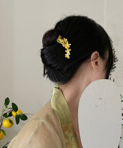 Retro Yellow Floral Green Sandalwood Hairpin