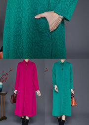 Rose Jacquard Cotton Vacation Dresses Stand Collar Spring