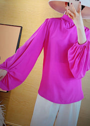 Rose Low High Design Silk Top Lantern Sleeve