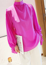 Rose Low High Design Silk Top Lantern Sleeve