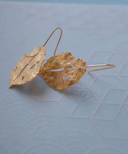 Sexy Khaki Copper Overgild Maple Leaf Drop Earrings