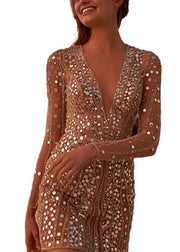 Sexy V Neck Sequins Short Party Dresses Fall