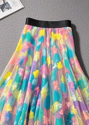 Silm Fit Rainbow Print Tulle Vacation Skirts Summer