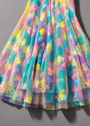 Silm Fit Rainbow Print Tulle Vacation Skirts Summer