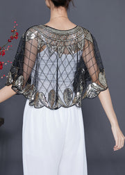 Silvery Sequins Loose Tulle Smock Embroideried Summer