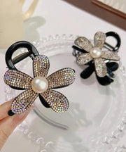 Simple Black Alloy Zircon Crystal Floral Hairpin