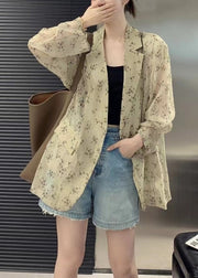 Simple Black Oversized Print Chiffon UPF 50+ Coat Jacket Spring