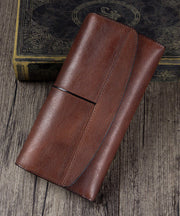 Simple Brown Durable Genuine Calf Leather Wallet Purse