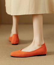 Simple Comfortable Flats Penny Loafers Orange Suede