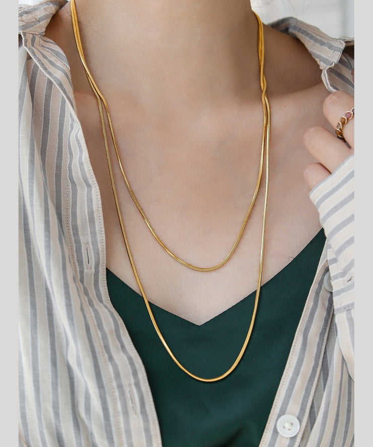 Simple Gold Stainless Steel Overgild Long Necklace