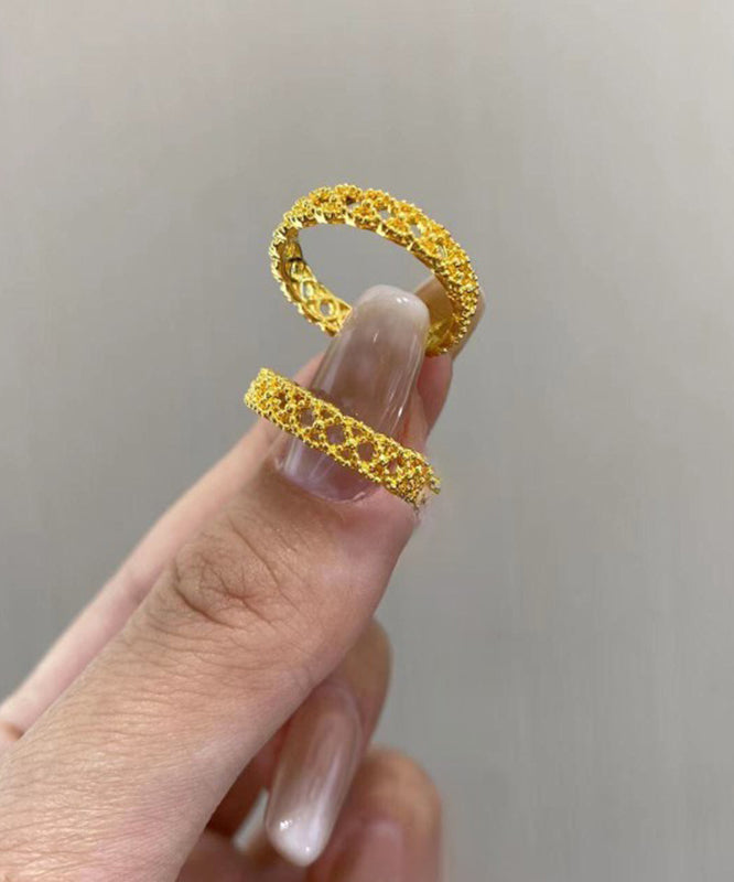 Simple Gold Sterling Silver Overgild Lace Hollow Out Rings