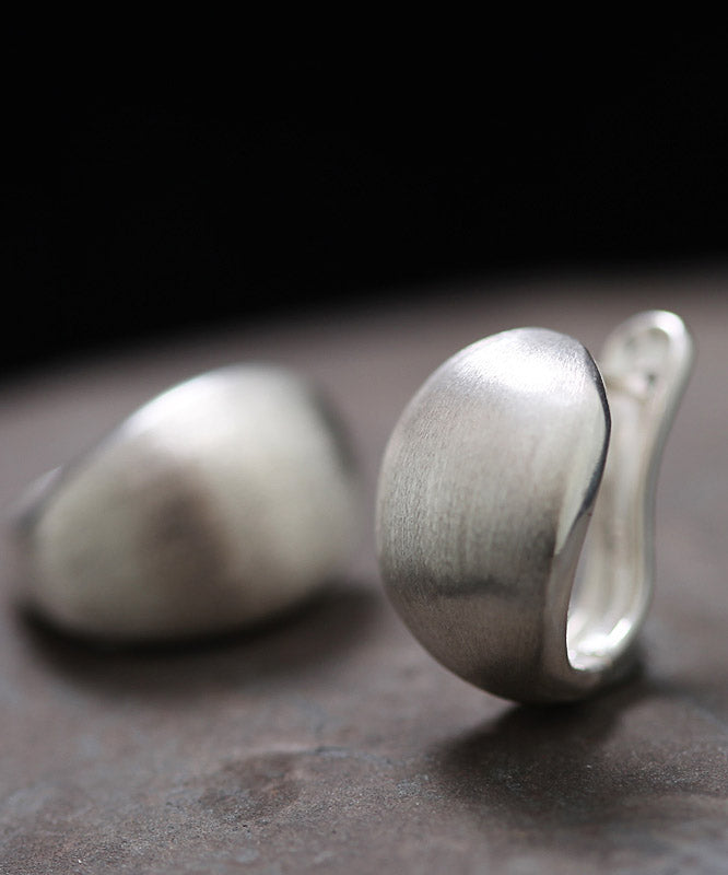 Simple Silk Sterling Silver Stud Earrings