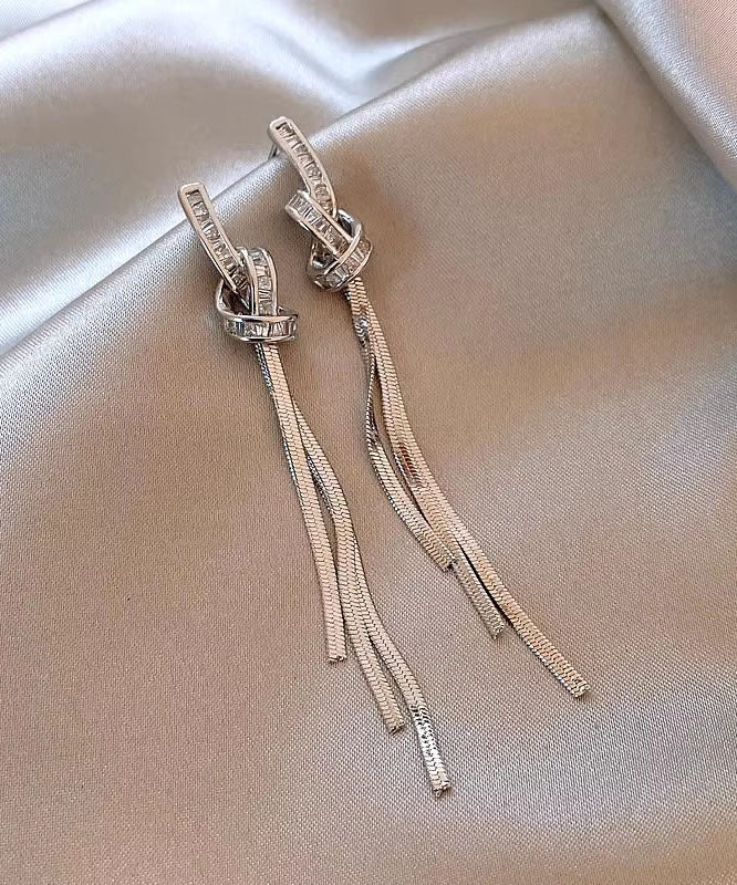 Skinny Silk Copper Alloy Tassel Drop Earrings