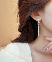 Skinny Silk Copper Alloy Tassel Drop Earrings