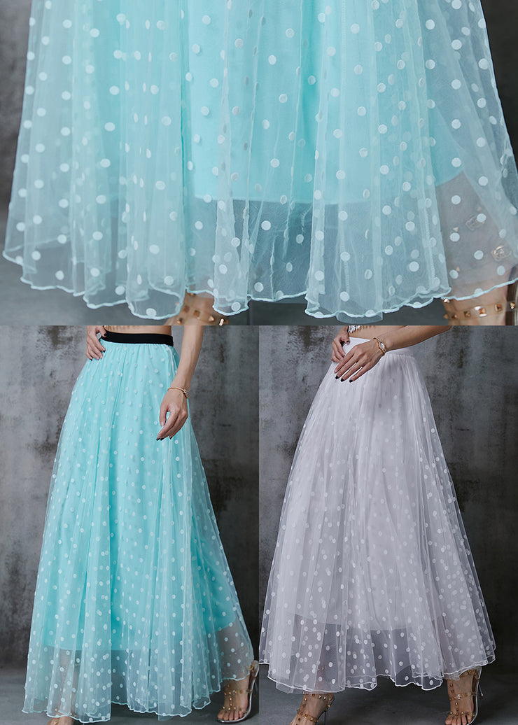 Sky Blue Print Tulle Beach Skirts Elastic Waist Summer