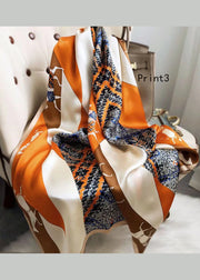 Spring And Autumn Print Silk Scarf And Shawl Dual Use