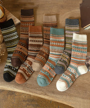 Spring And Autumn Simple British Striped Warm Mid Calf Socks