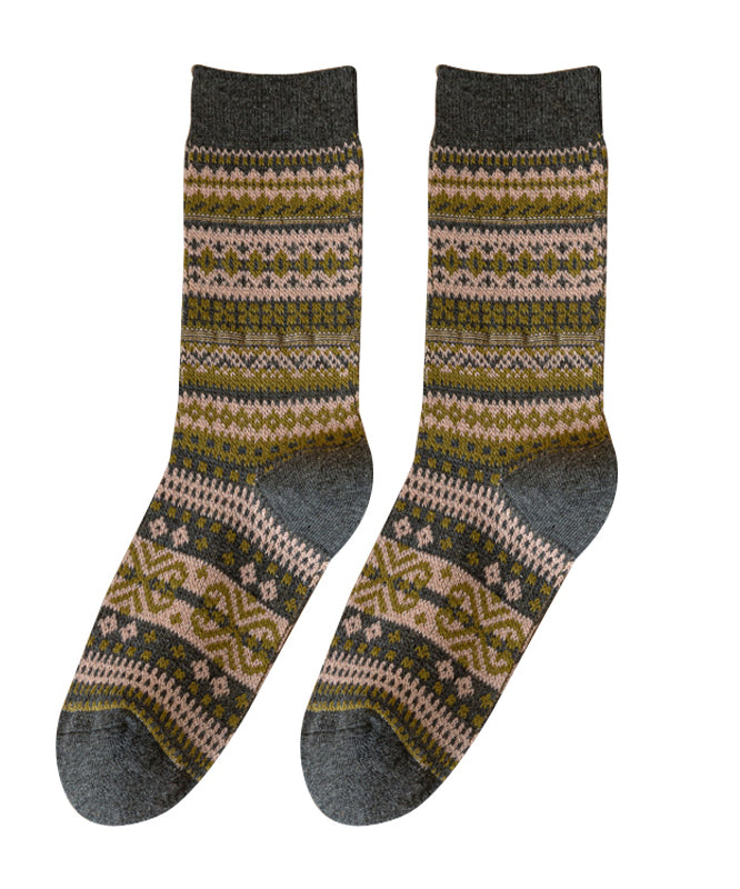 Spring And Autumn Simple British Striped Warm Mid Calf Socks