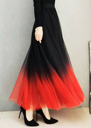 Spring Summer Gradient Color High Waist Exra Large Hem Skirts